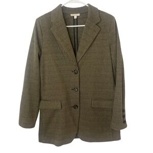 GB Houndstooth Blazer Jacket Women's Size S Brown Black Button Front